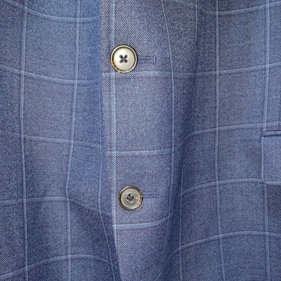 Ralph Lauren Blue Windowpane Wool Blend 2 Button Blazer Men 54R Heritage Classic - Picture 3 of 9